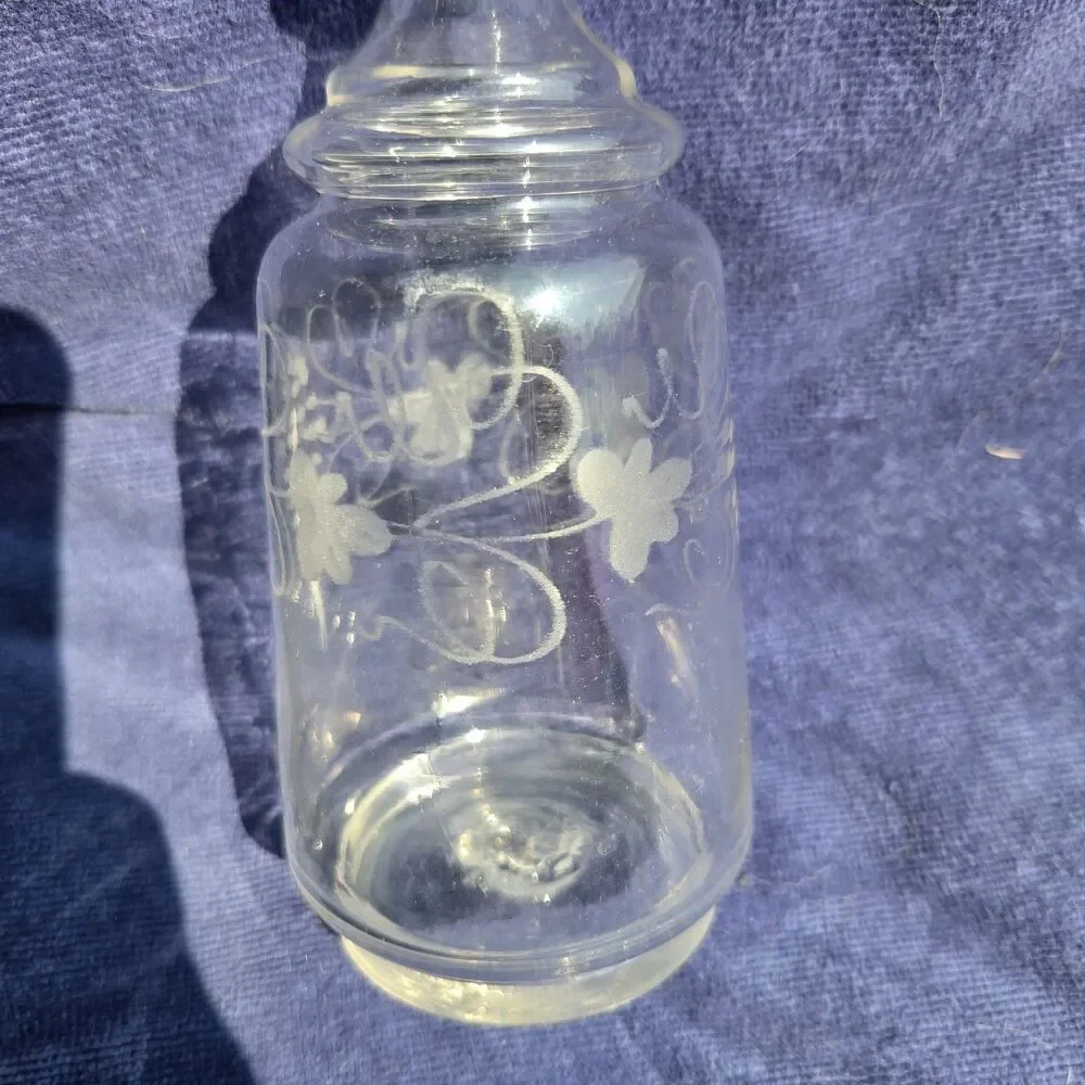 Antique Victorian Etched Glass Decanter w/ Original Stopper c1880